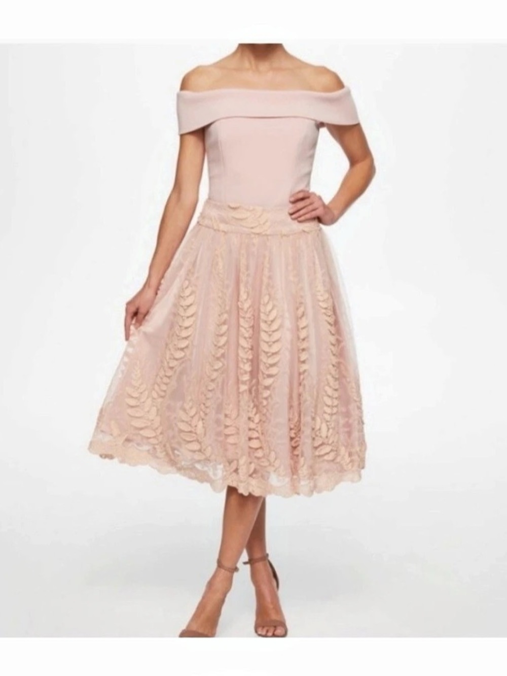 Eliza J Embroidered Tulle A-Line Skirt